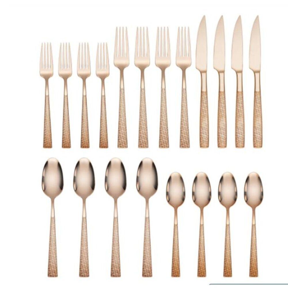 Hampton 24kt Rose Gold Plating Forge Argent Rose Fine Flatware 20 Piece Set